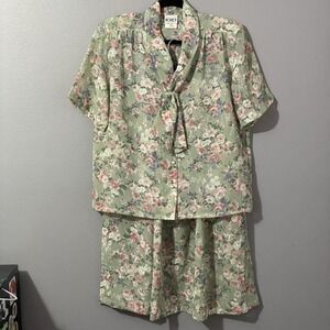 2-piece Shirt & Skirt Set Sz 10 Floral print Semi Sheer Granny Core Cottagecore